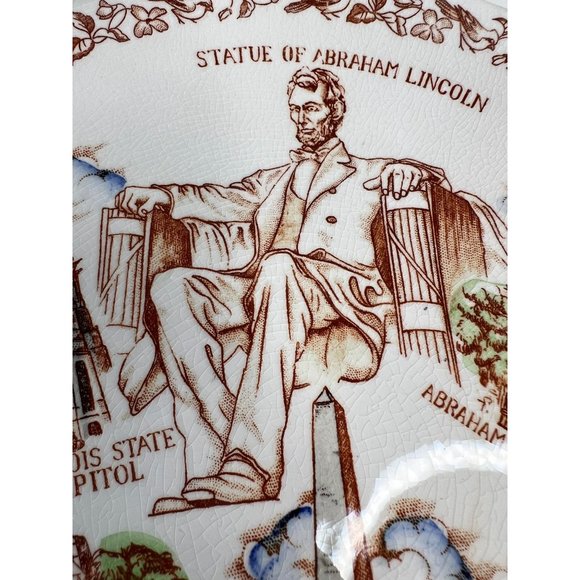 Nikko Ironstone Vintage Illinois State Plate Land of Lincoln 11- inch White - Picture 5 of 16